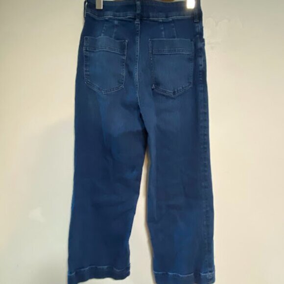 PILCRO Women's Wash Blue Denim Medium Wide-Leg Cropped Pants Size 28 - Picture 8 of 11